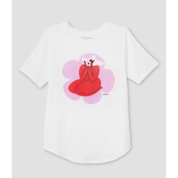 Universal Standard Tee Rex Print 4XS 00 0 White Pink Red NWT Shirt Woman Mother - Picture 1 of 3